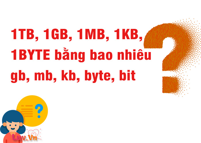 1TB, 1GB, 1MB, 1KB, 1BYTE = bao nhiêu gb, mb, kb, byte, bit